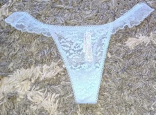 VS ruffled lace thong panty NEW size large  periwinkle 