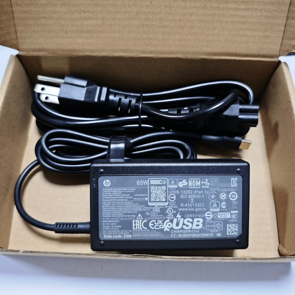 Cargador Adaptador Original OEM 65W HP USB-C Tipo-C L67440-001 L65505-002 EliteBook Foto 4 de 4