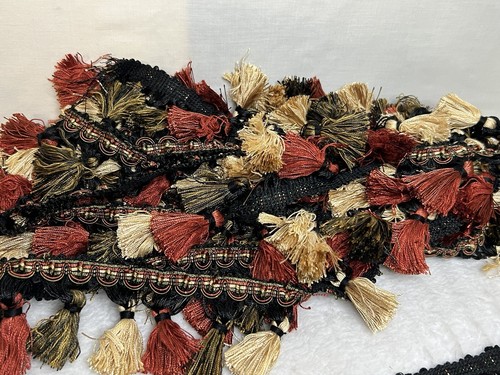 Black Gold Rust PolyesterCotton Tassel Edging DIY Craft Fringe 7+Yds Sewing Trim - Picture 4 of 4