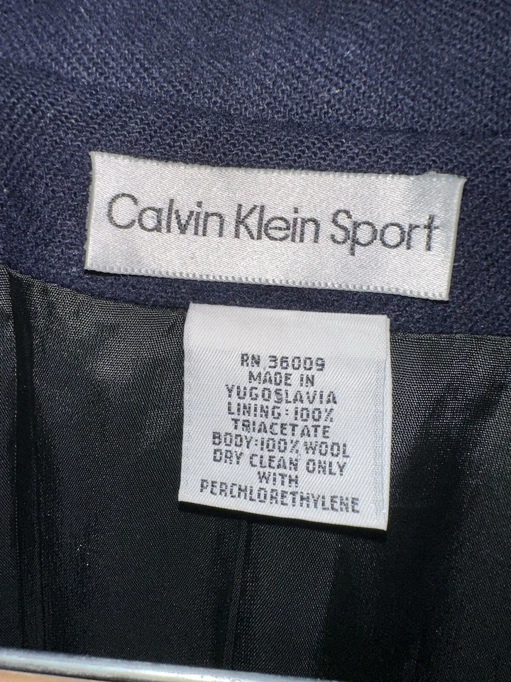 VTG 80s Calvin Klein Blazer Sport Coat Wool Gold Button Crest Navy Blue RARE - Image 4 of 4