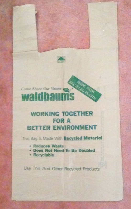 8 VTG 1980s Waldbaum's (defunct) Supermarket Recycled Plastic Bag 11.5 X 22.5"