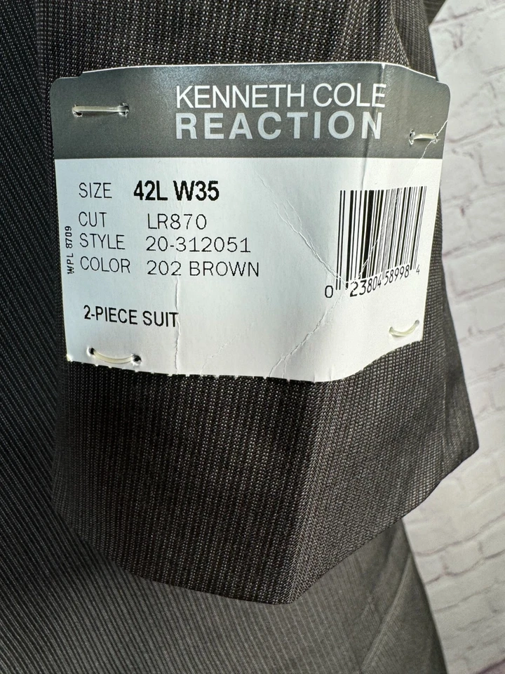 NUEVO KENNETH COLE Hombres Marrón AJUSTE CEÑIDO Abrigo Deportivo a Rayas Blazer Chaqueta TALLA 42L Foto 4 de 4