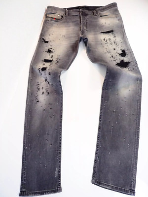 Diesel Tepphar graue Jeans W36 L32 eher A L34 Stretch Slim Karotte 084NH 36W