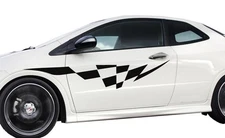 Universal Car pinstripe Racing flag side graphic decal sticker set 60"x11"(3F44)