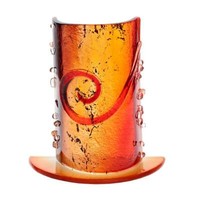 Windlicht Teelicht Kerzenhalter Tischdeko Terrasse Fusing Glas 15Cm Rot Handmade