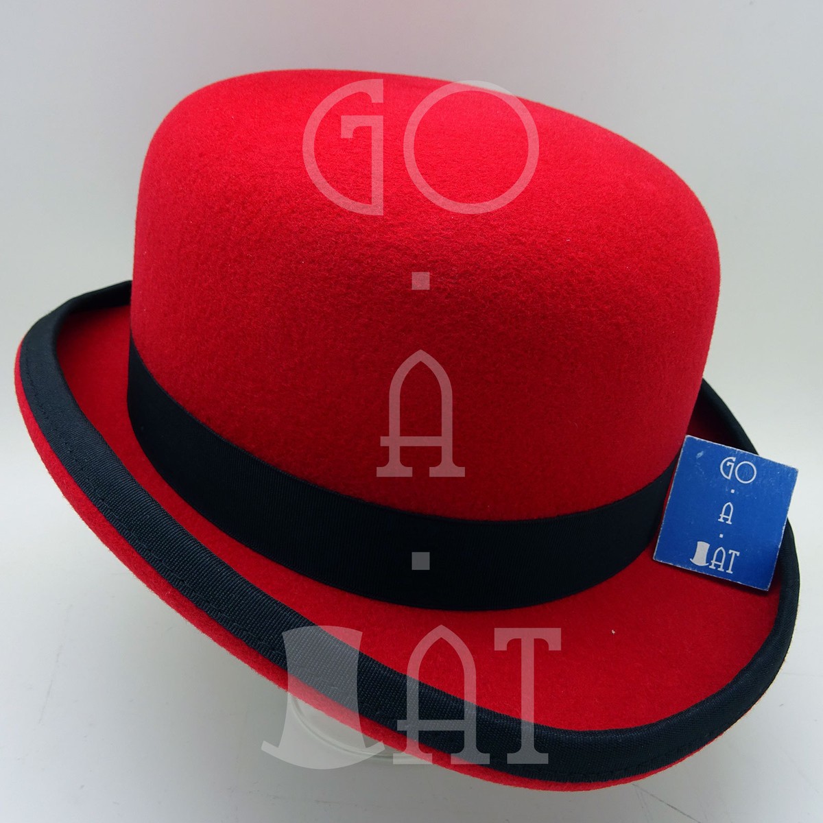 CLASSIC Wool Felt Hard Bowler Top Hat Men Women Derby Quality NEW 57cm  Red