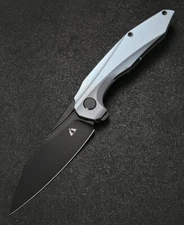 CMB Made Knives Dagon Folding Knife 3.62" M390 Steel Blade Blue Titamium Handle