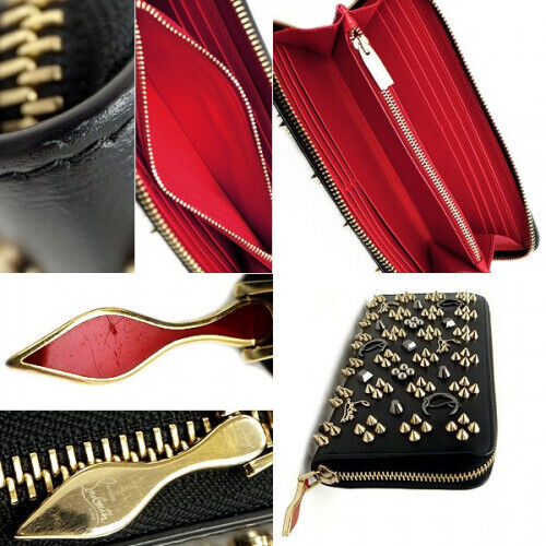 Christian Louboutin Panettone Leather Zip Long Wallet BLK Christian Louboutin Panettone Leather Zip Long Wallet BLK