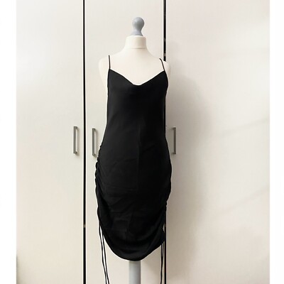 Free People Day To Night Schlupfkleid Gr. XS schwarz Träger Wasserfallausschnitt seitlich gerafft