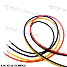 25' EACH RED, BLUE, BLACK, YELLOW - 100 ft 14 Ga AWG Primary / Remote Wire Lead