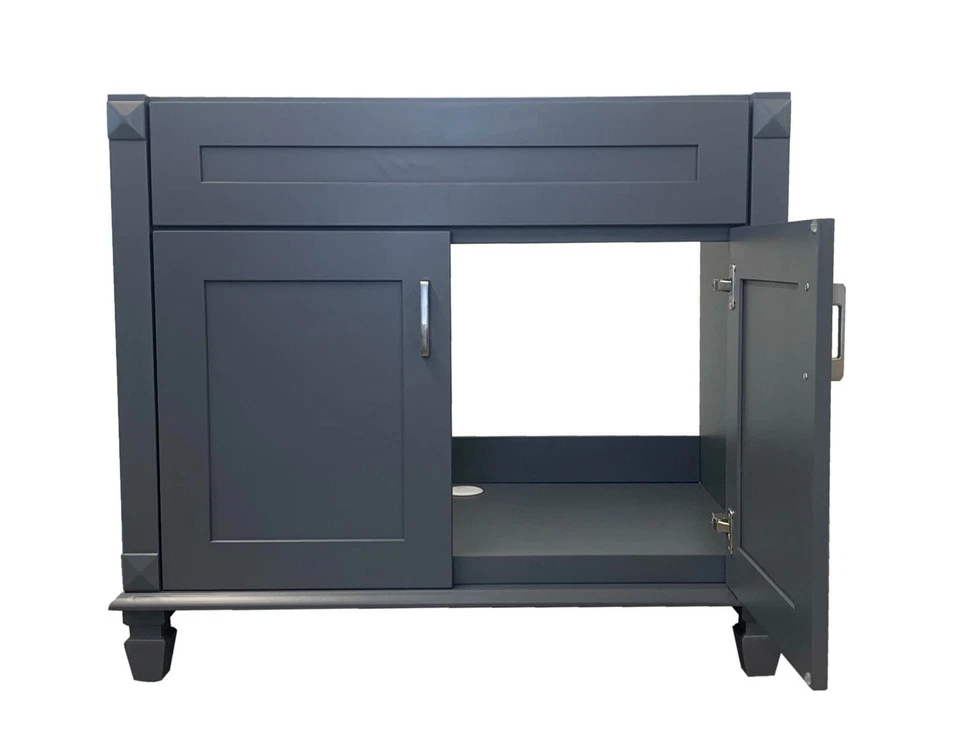 36英寸灰色摇床单人浴室梳妆台底柜36英寸宽x21英寸x32英寸高 — 第 4/4 张图片