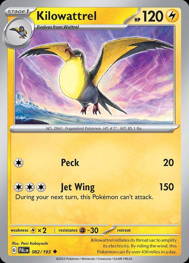Pokemon Kilowattrel (82/290) Paldea Evolved LP REVERSE HOLO