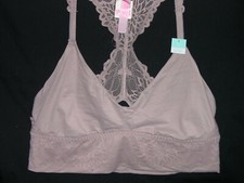 PINK by Victoria's Secret TAUPE Wireless Unlined Racerback Bralette Bra LARGE