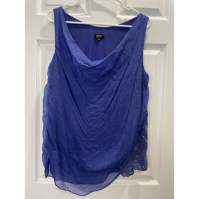 HTrend Silk Cowl Neck Sleeveless Sequin Tank Top Made in Italy M