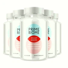 5-Pack Prime Biome Capsules - PrimeBiome Gut & Skin Health Support -300 Capsules