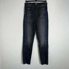 Hudson High Rise Zoeey Straight Crop Jeans-Faded Black-Slit Ankle-Size 25-NWOT