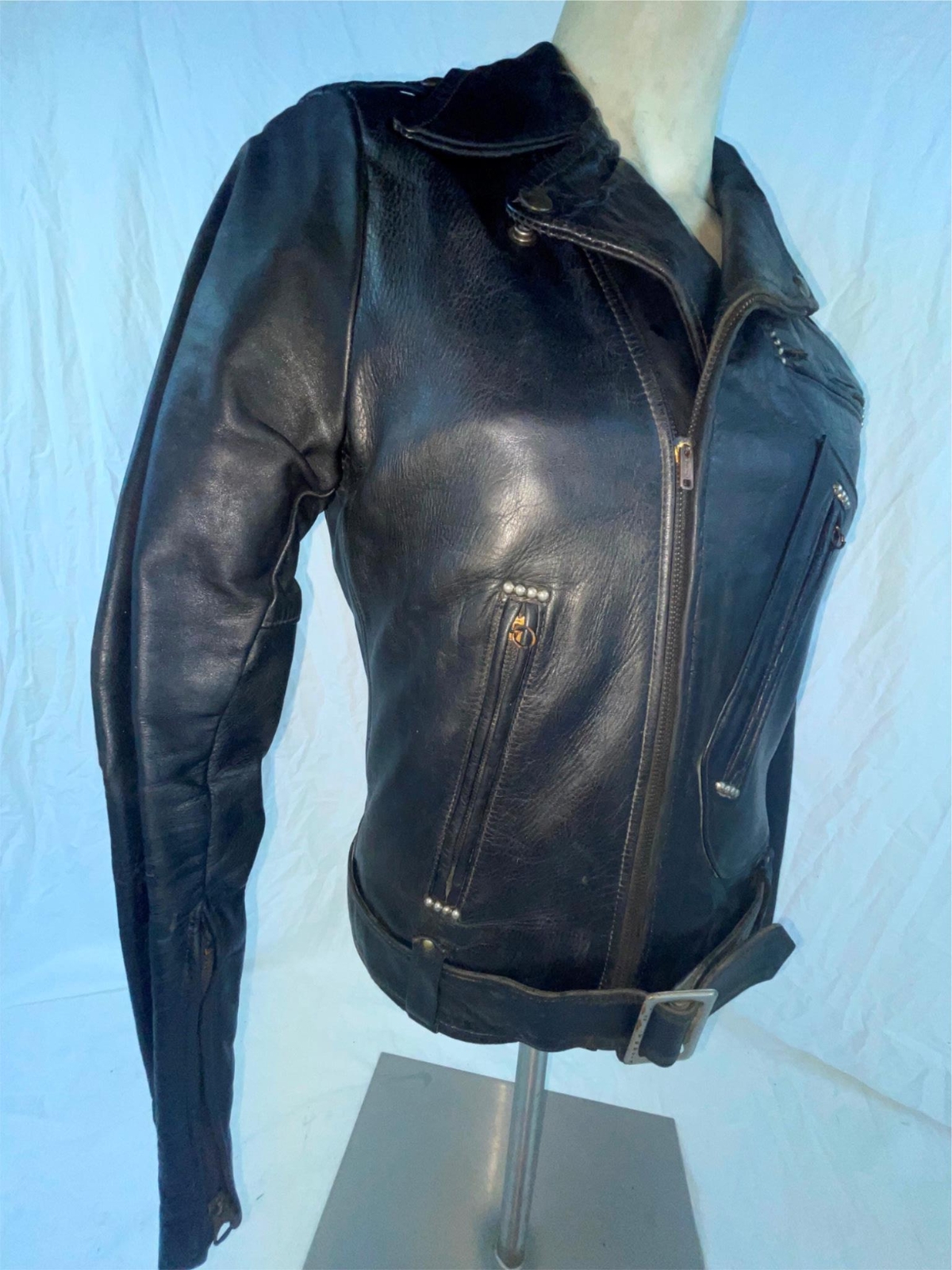 VTG 50S SM HARLEY DAVIDSON CYCLE CHAMP HORSEHIDE LEATHER MOTORCYCLE BIKER JACKET image 7