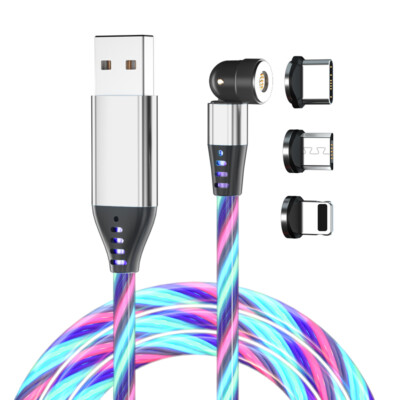 17 Pack 3FT 1M 5 PIN 3A 540 degree Luminous Flowing Magnetic USB Cable For Phone