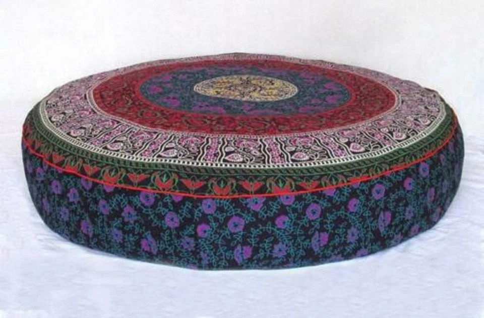 Funda de cojín de piso mandala hecha a mano india redonda 35 x 35 funda de cama para perro Foto 2 de 4