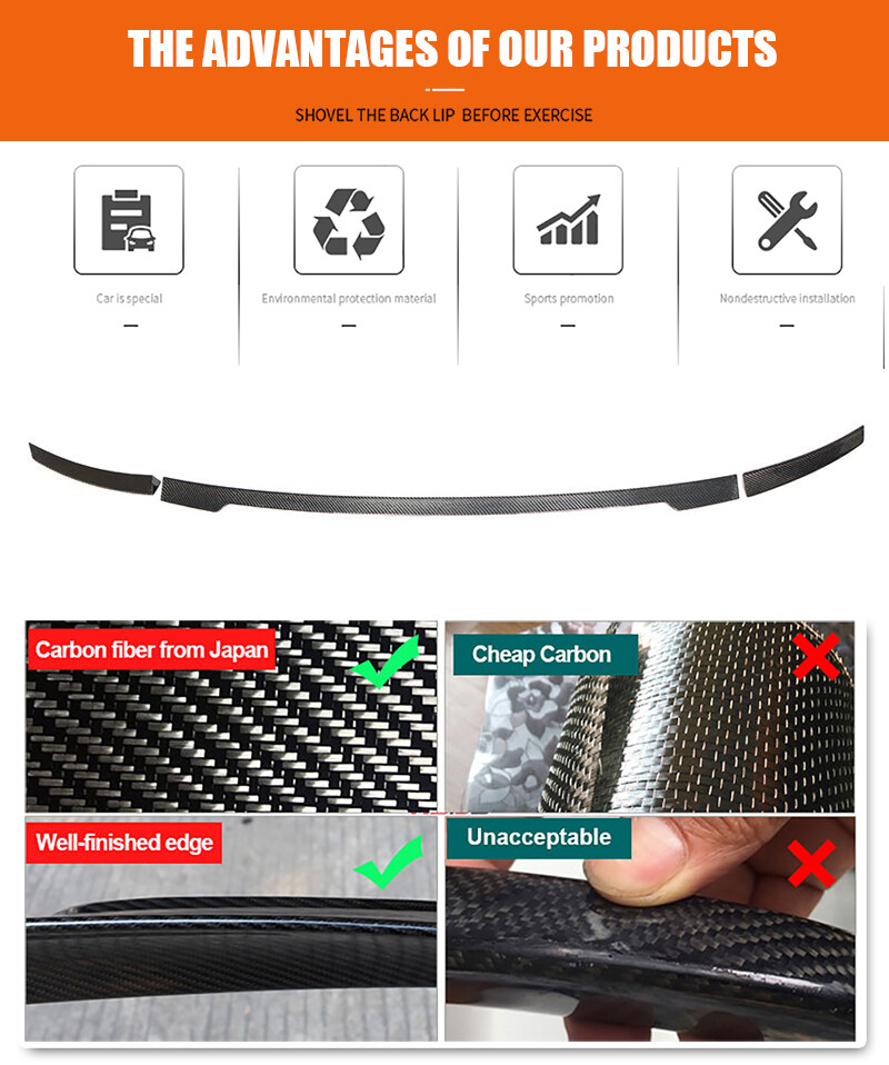 FOR AUDI R8 V10 COUPE GEN 2 16-22 REAR TRUNK SPOILER WING LIP REAL CARBON FIBER