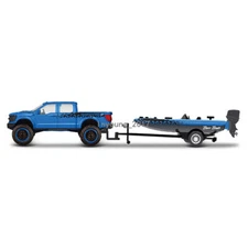 1:64 Ford F-150 SVT Raptor with Bass Boat Trailer Model Car Diecast Toy Vehicle