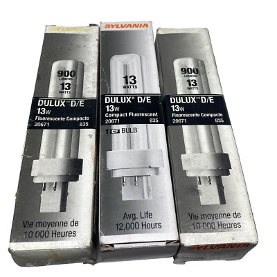 Sylvania 20671 / CF13DD/E/835 Dulux D/E 13W  Base Culot G24q-1 lot of 3