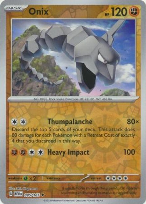 Onix 095/165 Reverse Holo MEWen 151 English Pokemon Card - NM