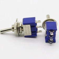5x 6mm ON-OFF-ON 3 Pin 3 Position Mini Latching Toggle Switch AC 6A/125V 3A/250V
