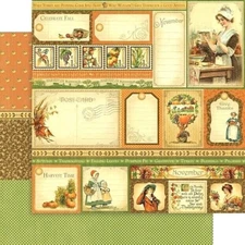 Graphic 45 Place in Time Collection Thank 12 x 12 November Cut-Aparts Cardstock