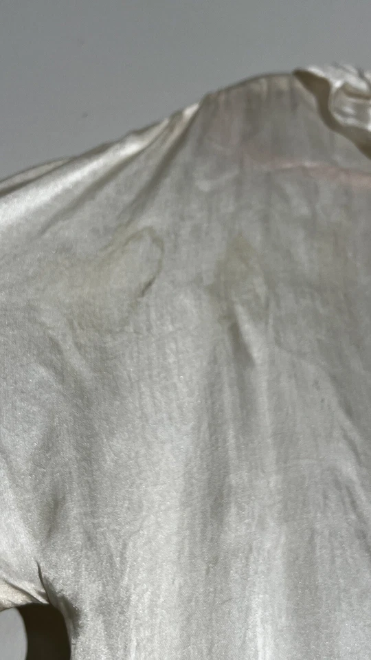 Vestido de novia vintage años 20 cremoso crudo cintura caída seda satinado aleta volantes M/L Foto 4 de 4