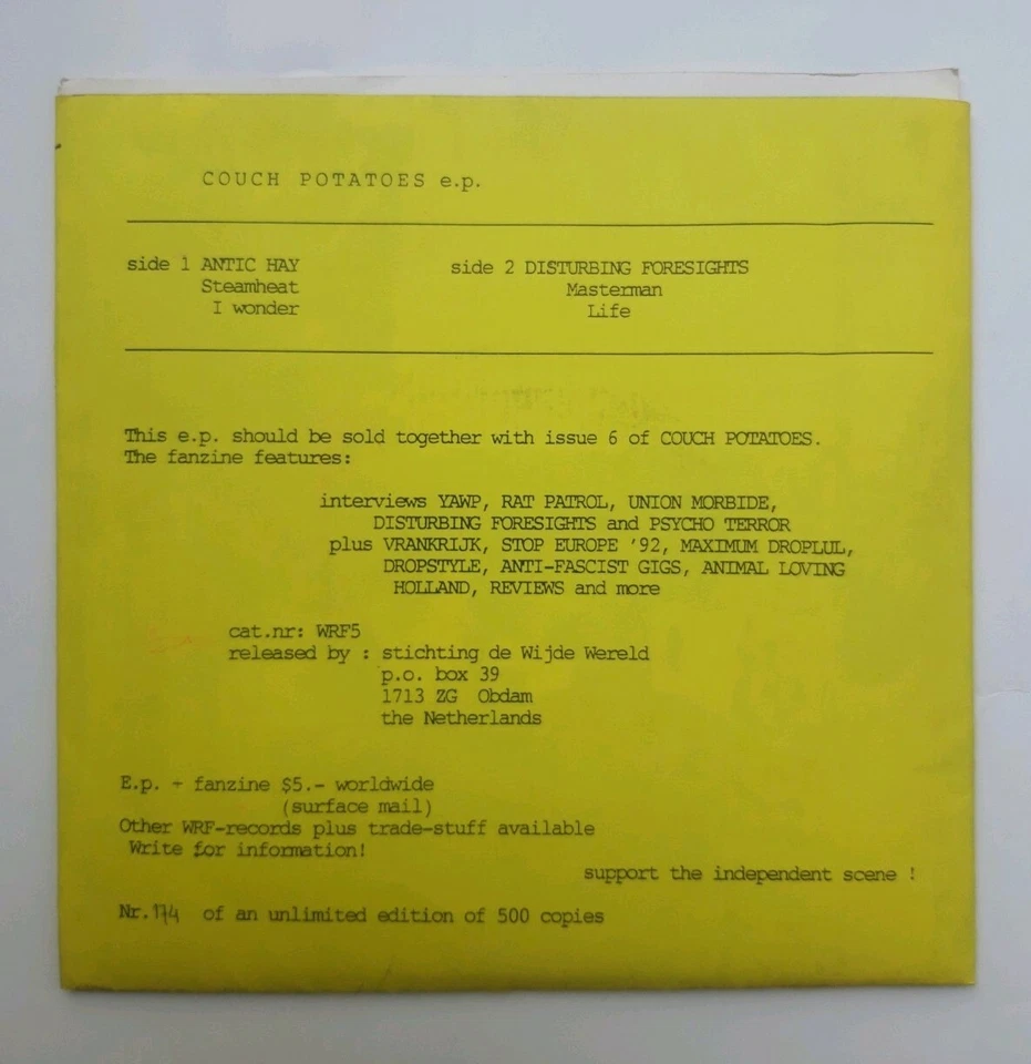 ANTIC HAY / DISTURBING FORESIGHTS ‎Couch Potatoes E.P. 7" | 2x Dutch Punk + Zine - Bild 2 von 4