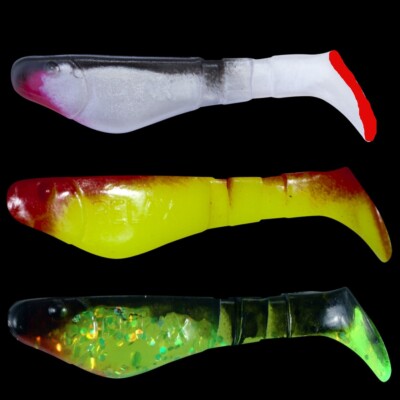 pack of 3 shads.soft plastic lures perch,pike,zander,bass relax kopyto 2/" 5cm