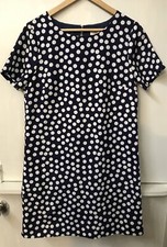 J. Crew Shift Dress Womens Navy White Polka Dot Short Sleeve Mini Size 4