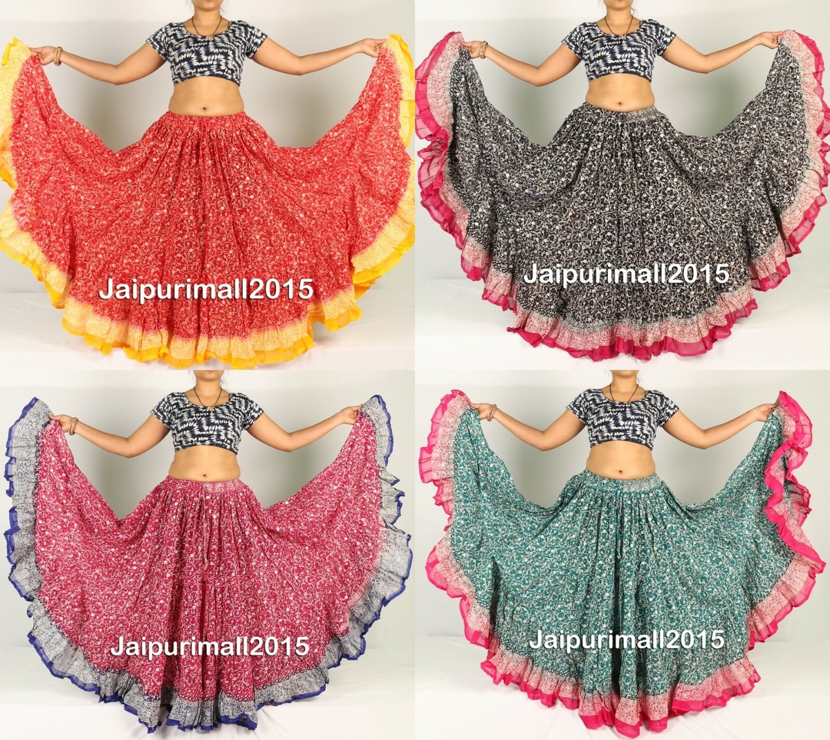 【BAON】Kue banding frill long skirt Maharani Skirt 25 Yard Skirt 4 Tiered Belly Dance Tribal