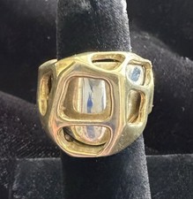 Designer Robert Lee Morris Sterling Brass Unique Runway Abstract Ring 925 Sz 5
