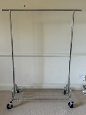 HOKEEPER Heavy Duty Clothes Rail Extendable with Lockable Wheels, Chrome