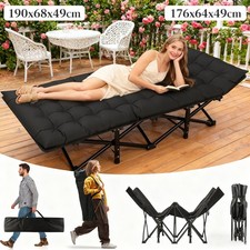 Heavy Duty Oversized Folding Bed Single Camping Cot Travel Guest + Carry Bag UK