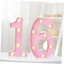 8.7In Birthday Decorations Gifts for Her, Light Up Numbers Decorative 16th Pink