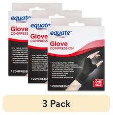 (3 pack) Equate Compression Glove, Black, One Size