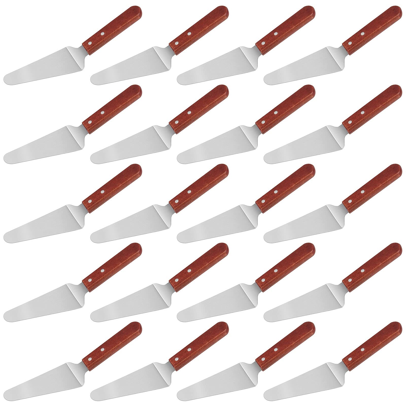 FUNSUEI 20 Pack 10 Inches Wood Handle Pizza Pie Server Stainless Steel Spatula