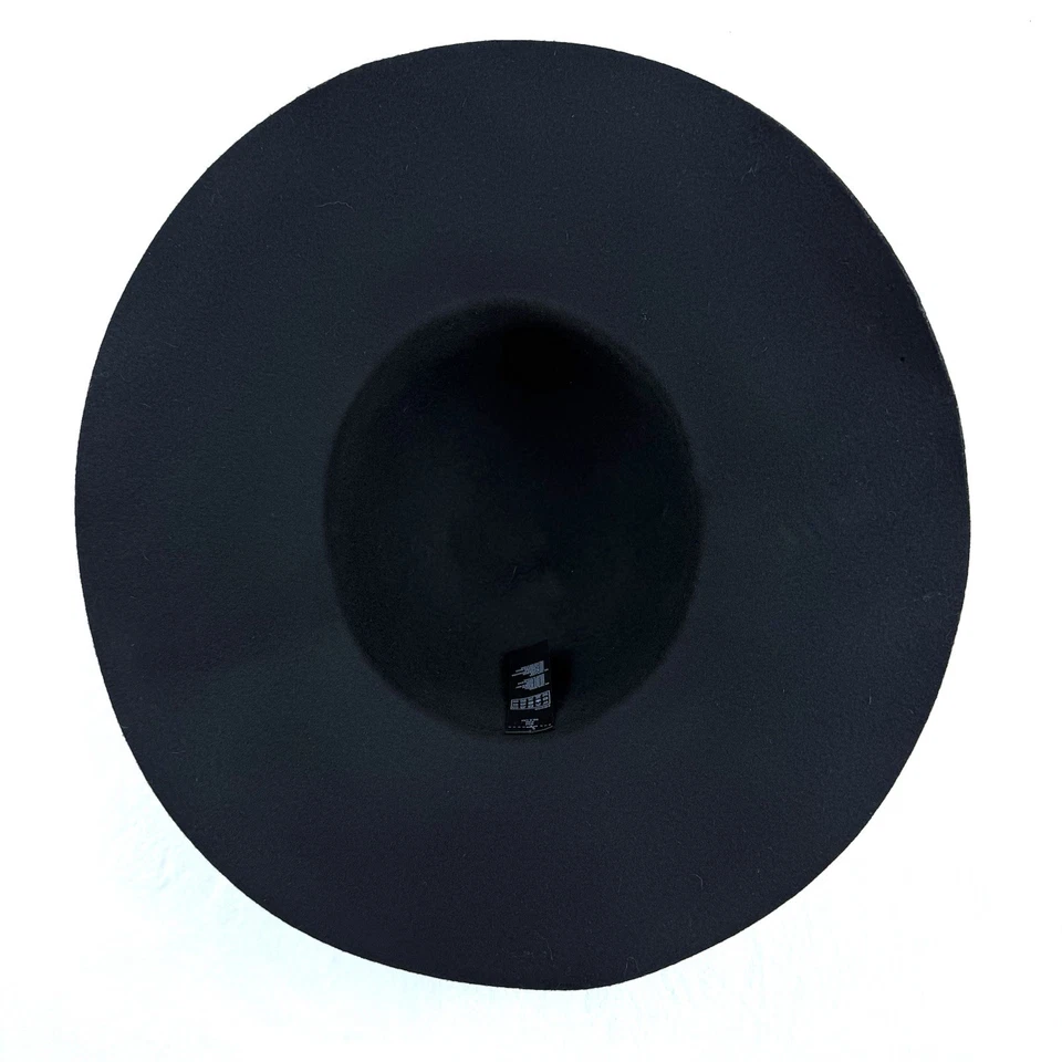 Sombrero 100% Fieltro Lana Flojo Ala Ancha Clásico Negro Sólido Boho Western Foto 3 de 4