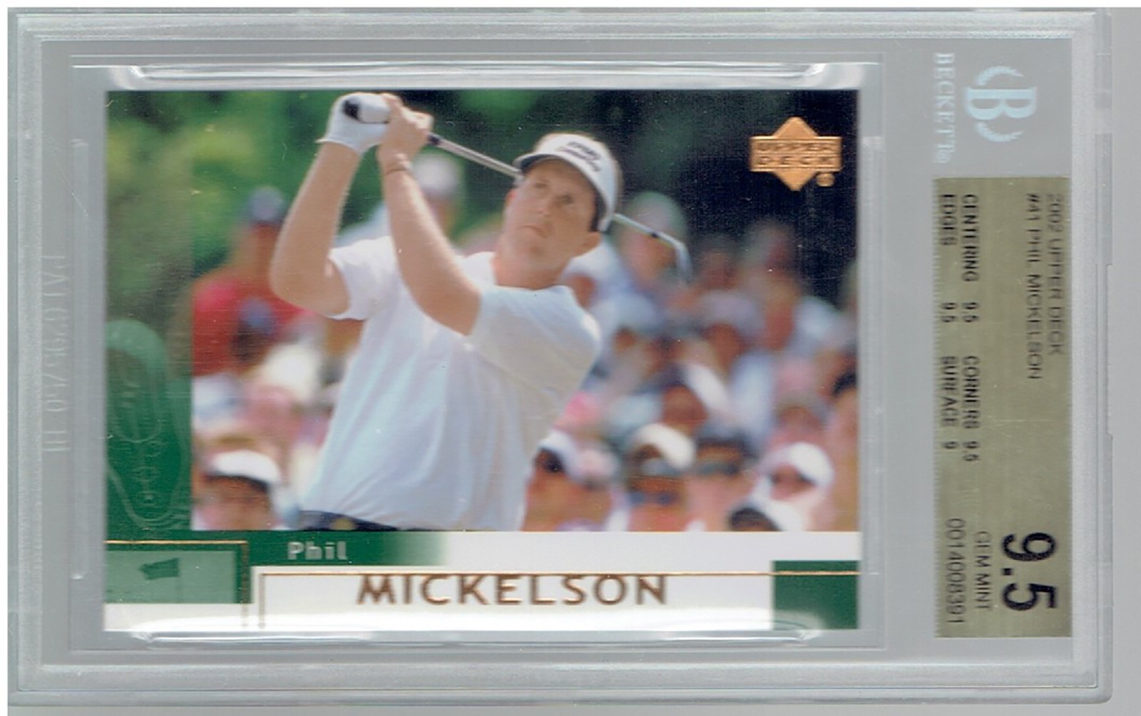 2002 Upper Deck 41 Phil Mickelson BGS 9.5 X3 9 GEM MINT 10 rookie card RC golf
