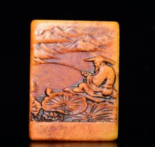 Exquisite Tianhuang Shoushan Stone Fisherman Seal Ornament