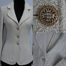 ST JOHN BEIGE METALLIC / SHIMMER TEXTURED  KNIT JACKET SZ 4