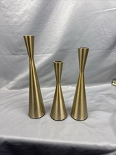 MCM Danish Style Gold Metal Candlesticks Brushed Finish