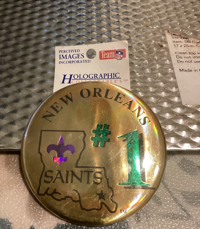 1 New Orleans Saints #1 Louisiana Football Team Holographic NFL PIN BACKS BUTTON