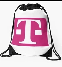 T-Mobile Unisex White & Pink Drawstring Bag