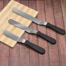 Stainless Steel Angled Icing Spatula Set with 3 Cake Scrapers, Offset Spatulas f