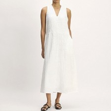 Everlane The Linen Eyelet Maxi White Dress Size L
