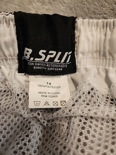 B Split Boys Size 14 Black/gray/white Striped Swim Trunks - Picture 2 of 2